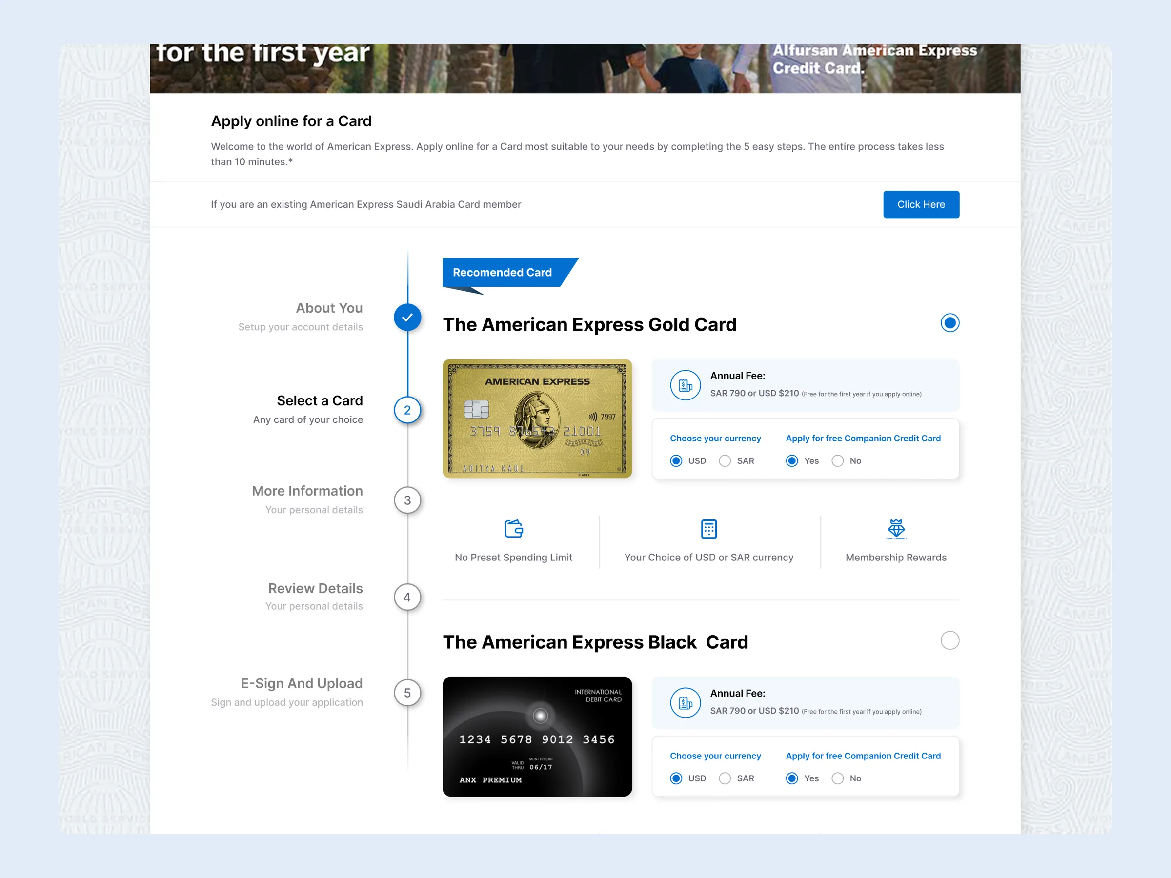 Choosing a card