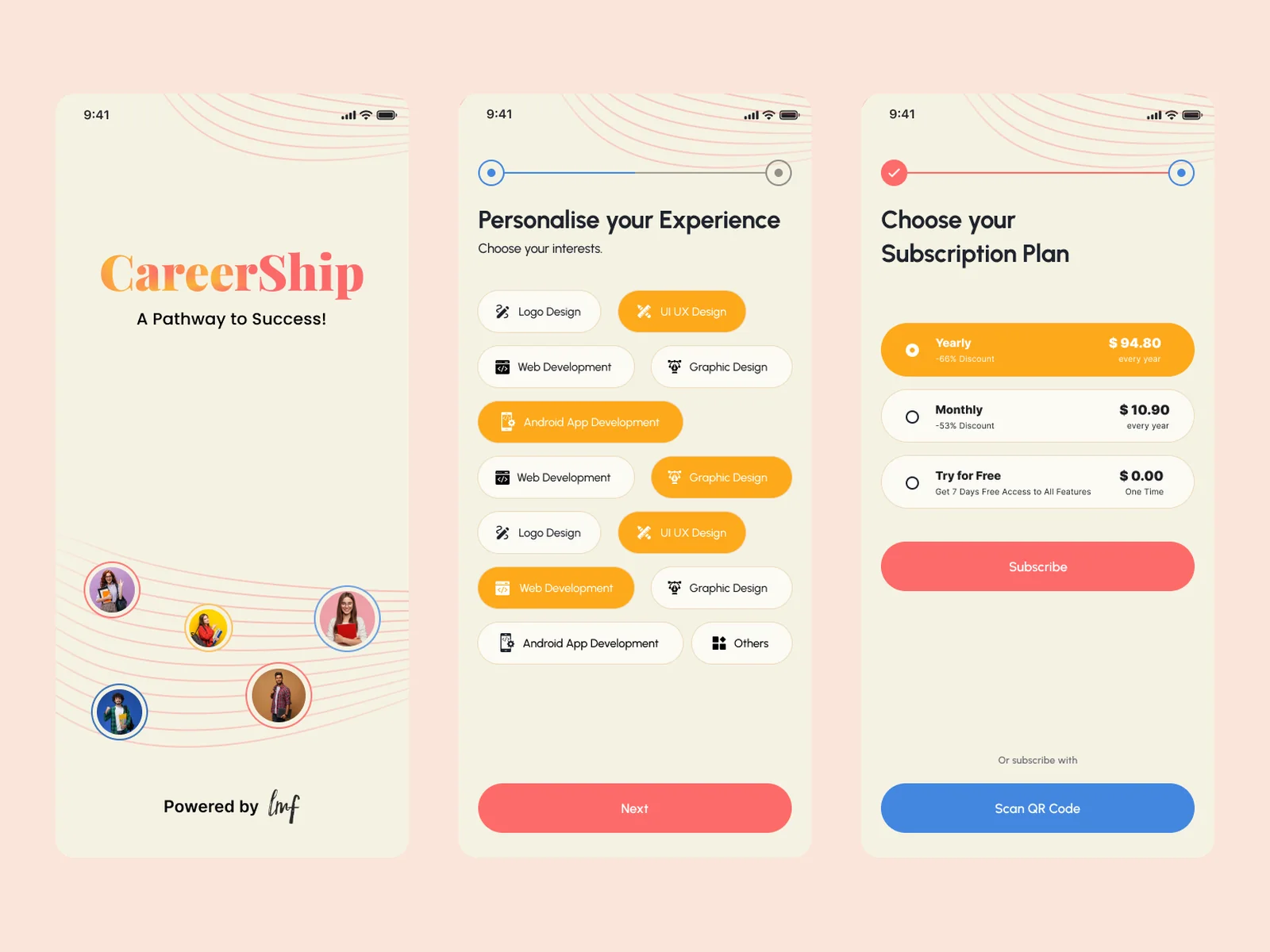 Onboarding, interests and subscription plans
