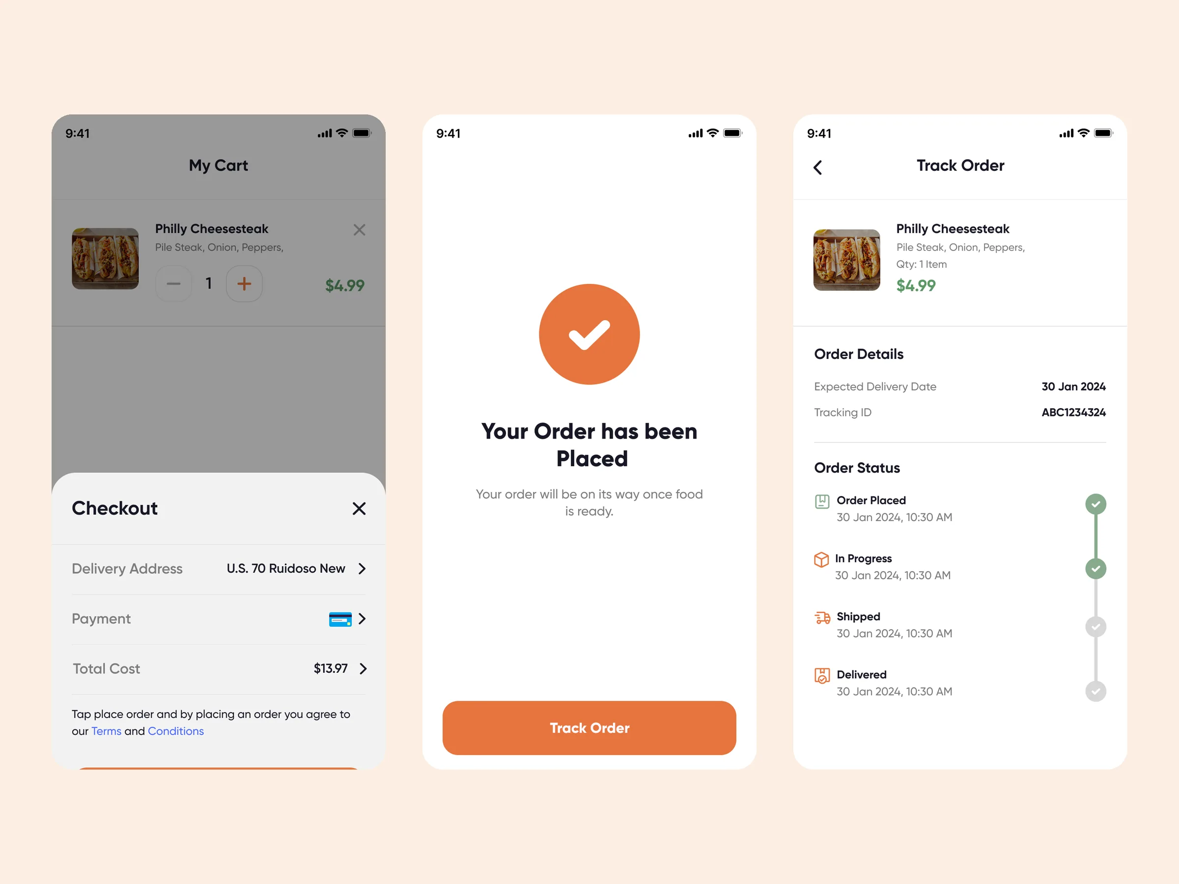 Checkout, confirmation and order tracking