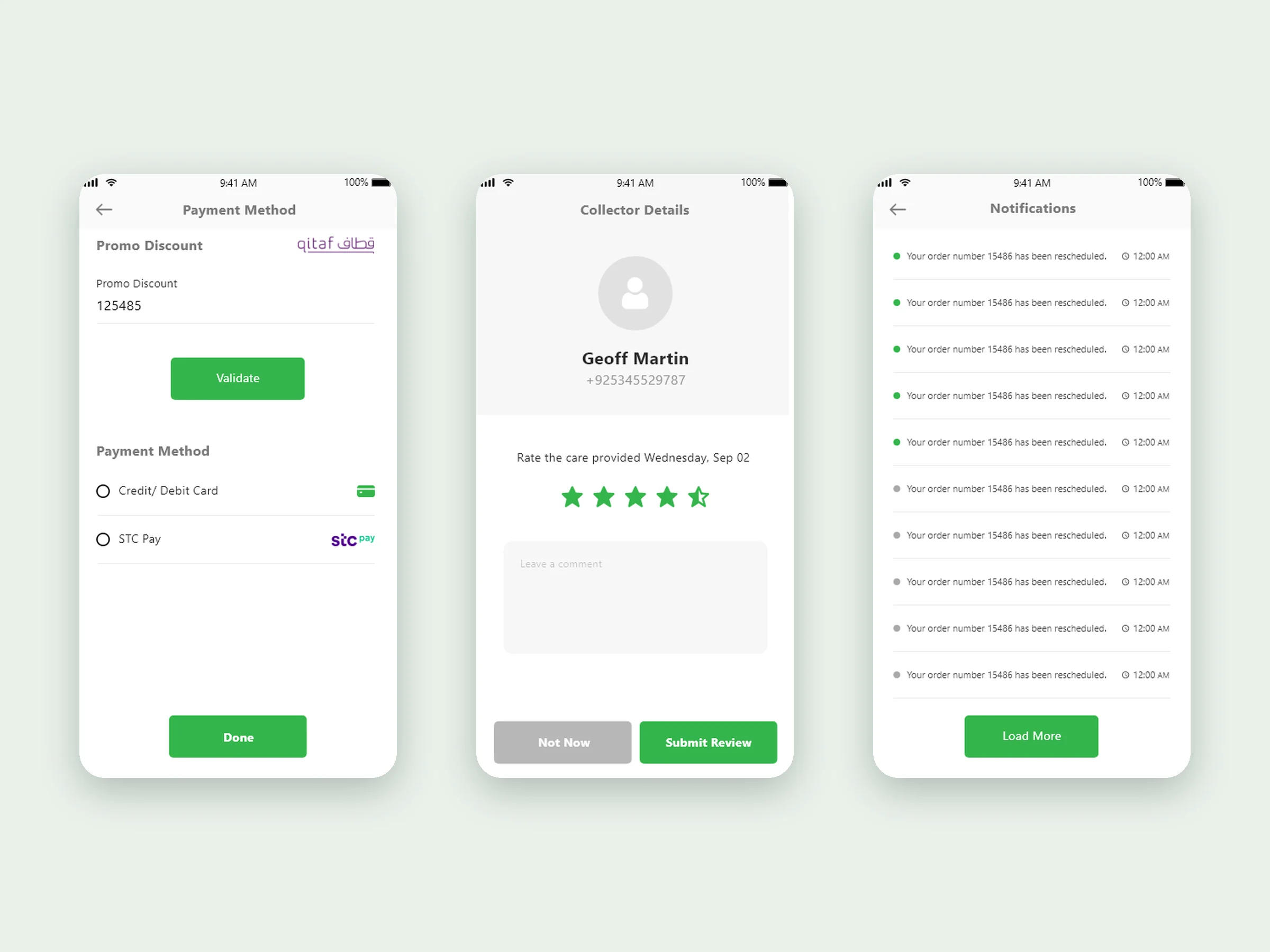 Payment with STC Pay, collector rating and notifications