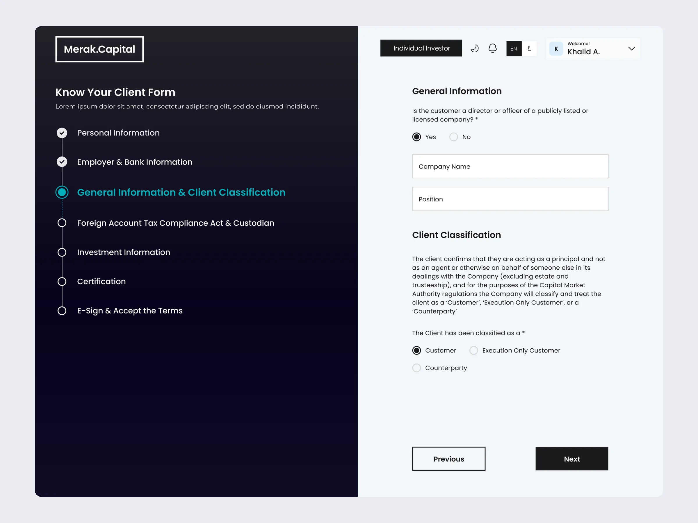 KYC: client classification