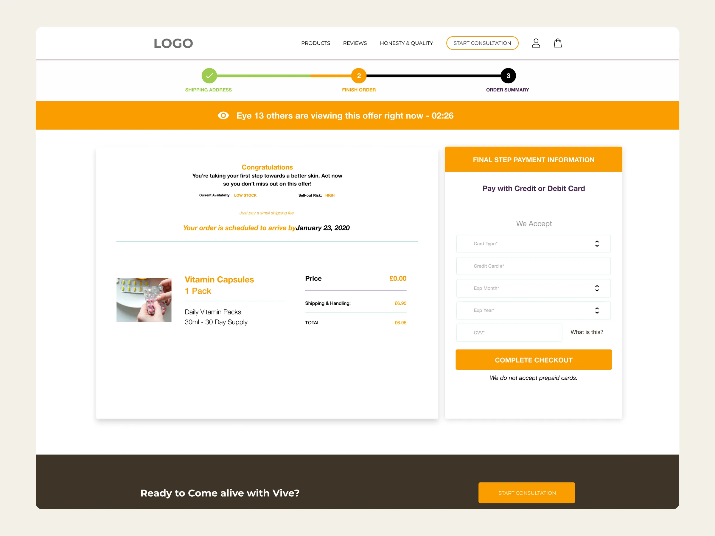 Vive: checkout